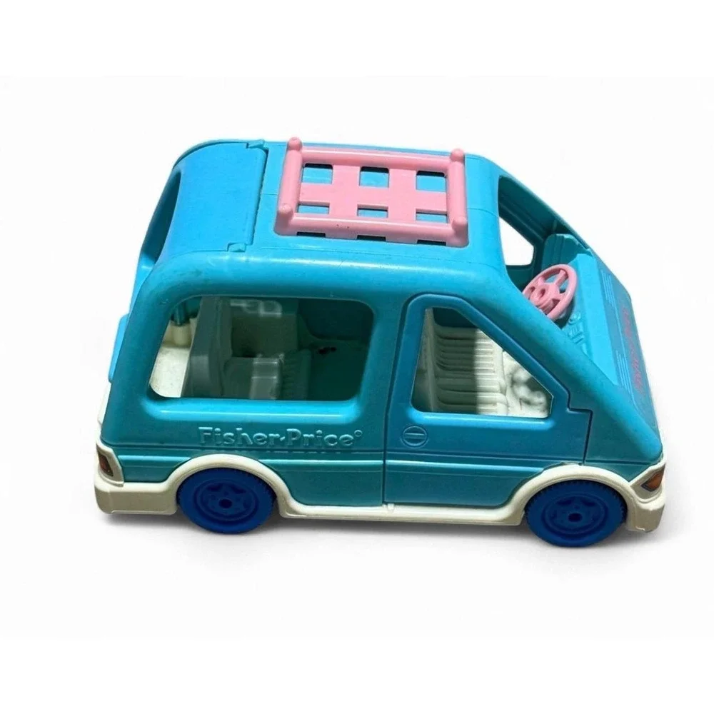Vintage 1993 Fisher Price Loving Family Minivan Van Blue Pink Dollhouse Vehicle